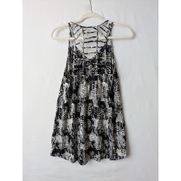 RVCA Tank Womens XS Cage Racerback Black Abstract Print Boho Festival Summer - Picture 4 of 9